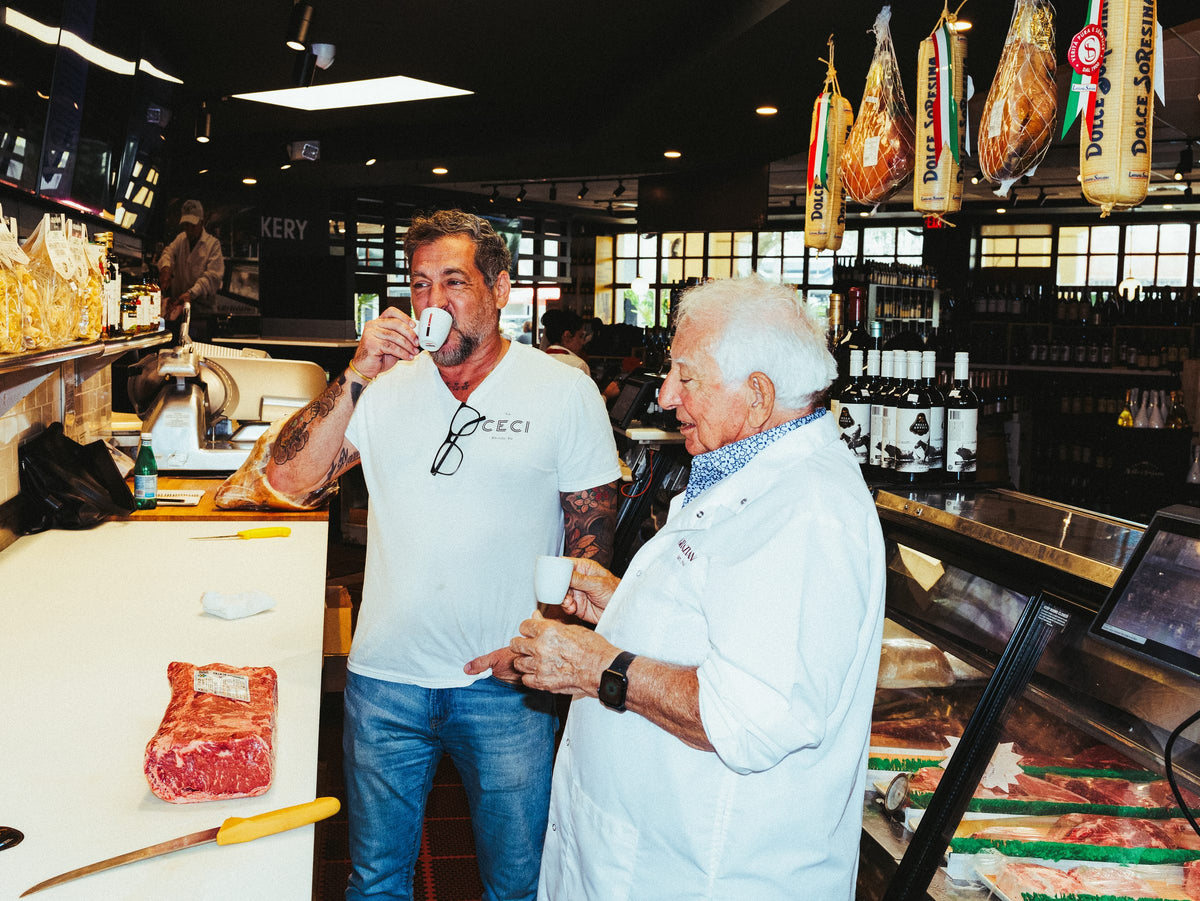 Mario Graziano at the butcher counter of a Graziano's Mercado