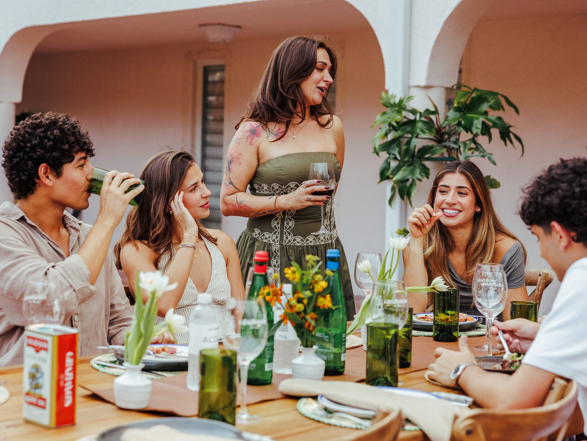 Graziano's family at a long table dinner