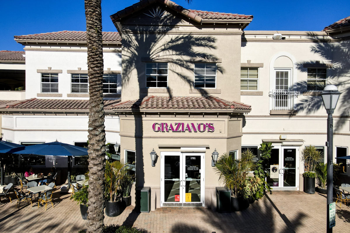 Graziano's Mercado Weston facade seen from above, 1721 Main St