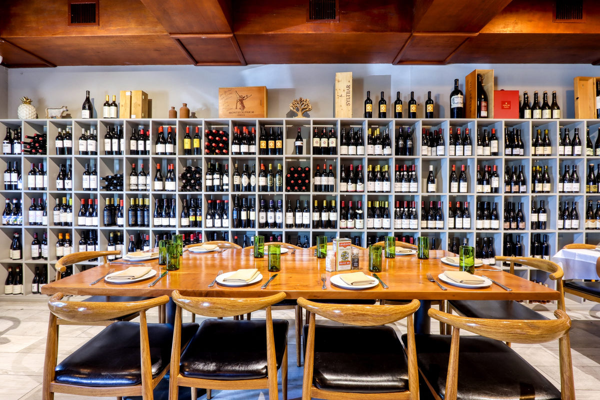Private table against the wine wall at Graziano's Bird Road